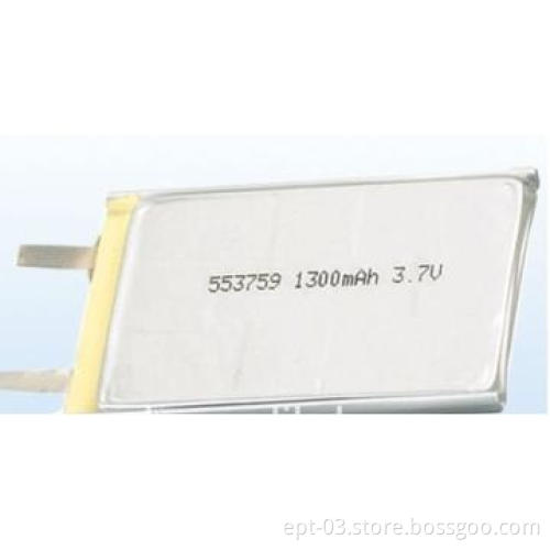 553759 3.7V 1300mah Lipo, Li Polymer rechargeable battery